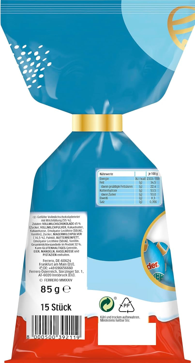Kinder Mini Eier Milch | 85g – Leckere Oster-Schokoladeneier – Ostersüßigkeiten – Zarte Milchfüllung umhüllt von Vollmilchschokolade – Perfekt für das Osterkörbchen – Zum Teilen
