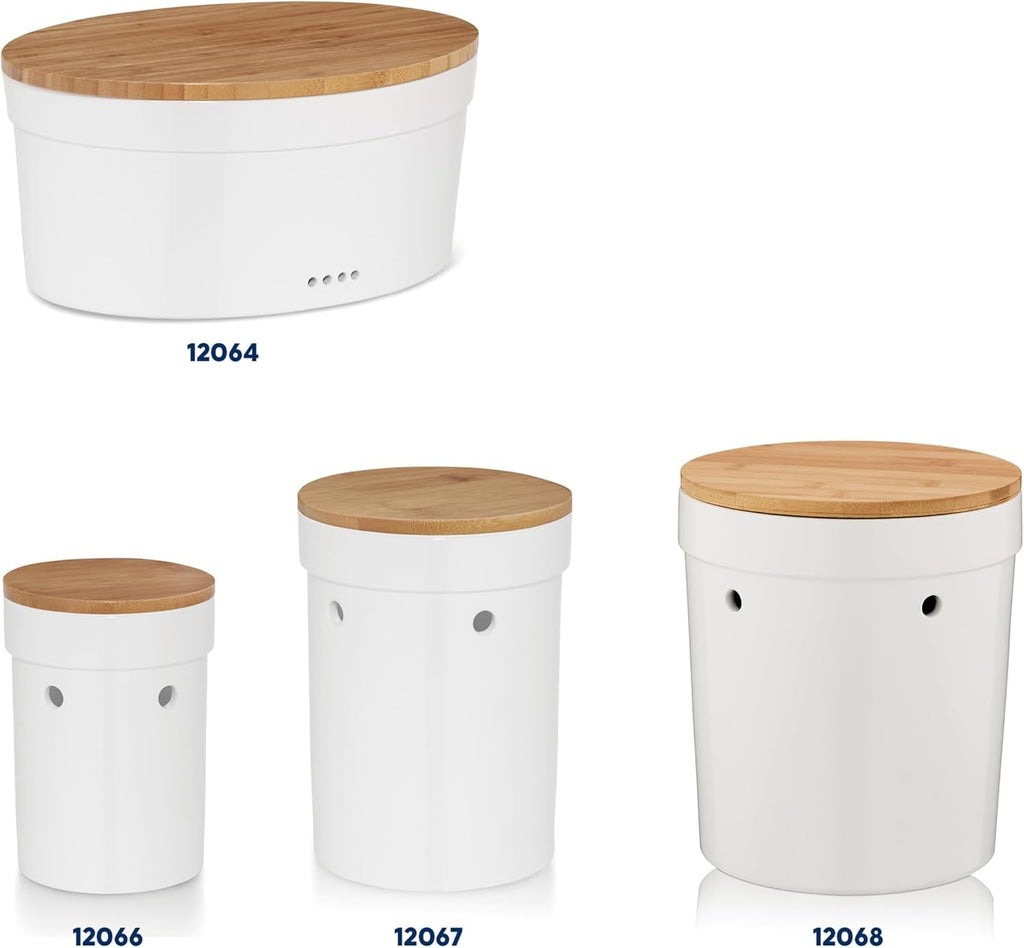 Cutie de pâine Kela cu găuri de ventilație, cutie de pâine ceramică, SALENA, vas de pâine, alb, 36,5 x 23,5 x 14 cm Cutii depozitare alimente Naty Shop