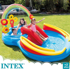 Intex Rainbow Ring Play Center – oberirdischer Kinderpool – Kinderbecken – 297 x 193 x 135 cm – für 3+ Jahre 57453NP Mehrfarbig 297 x 193 x 135 cm
