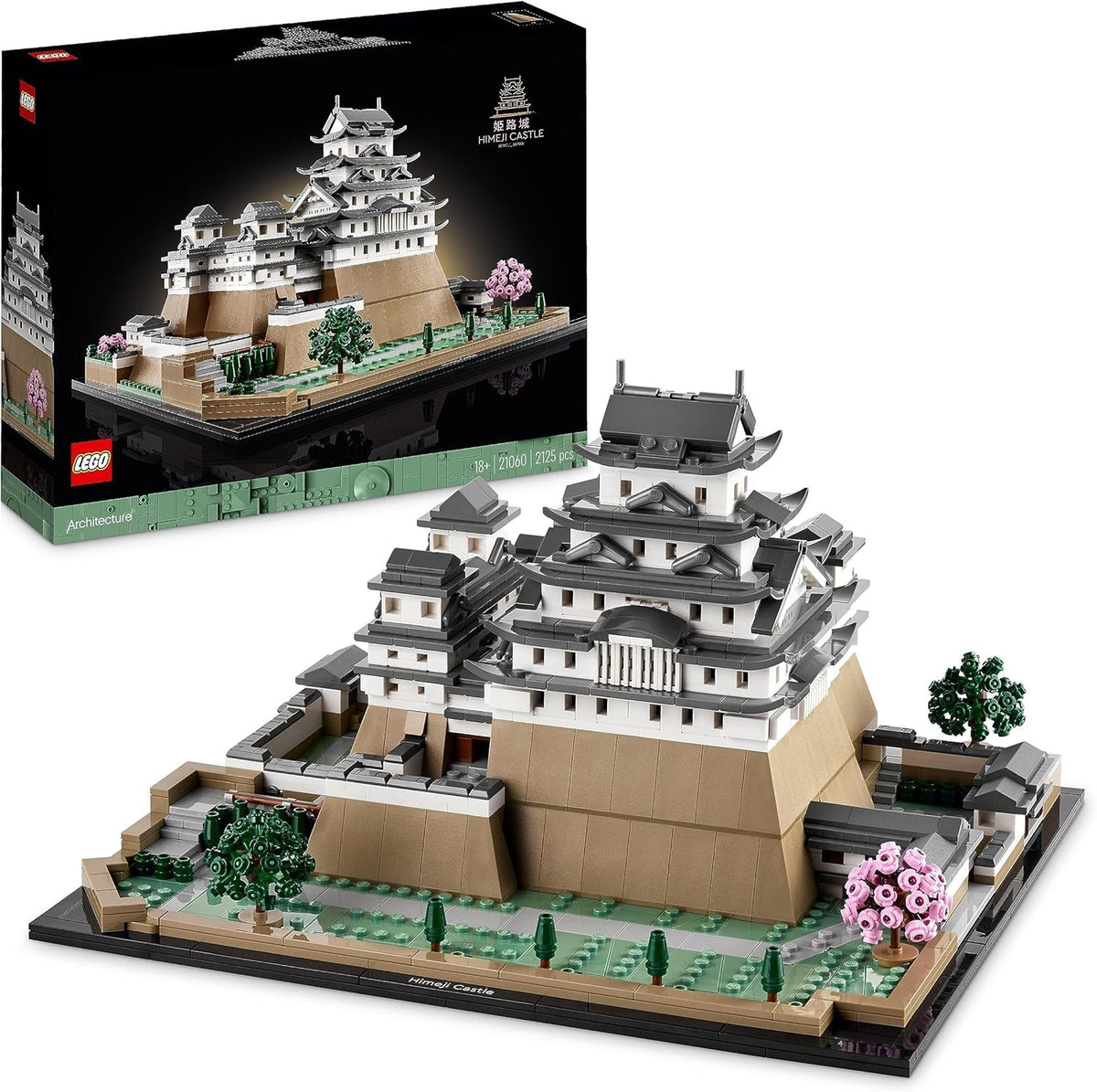 LEGO Architecture Himeji Castle Modellbausatz für Erwachsene, Landmark Collection, kreatives Garten- und japanisches Kultur-Fan-Set mit Kirschblütenbaum, Geschenk für Sie und Ihn, 21060 Bausätze. Besuchen Sie den LEGO-Store Single