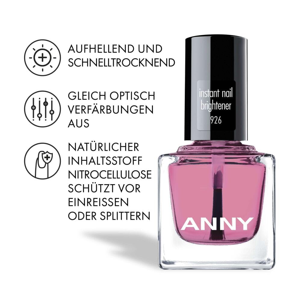 ANNY Instant Nail Brightener – Natürlicher Pflege-Nagellack mit optisch aufhellender Wirkung – 15 ml