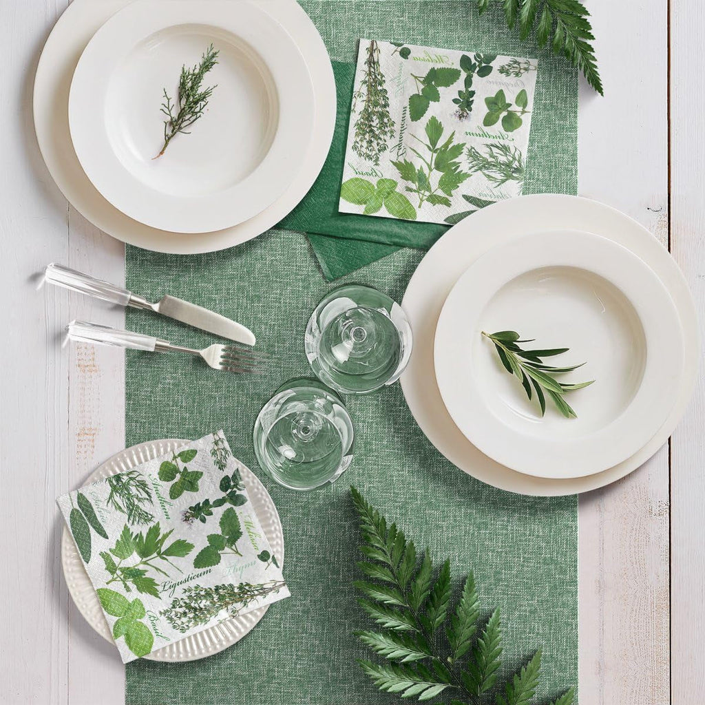 PAW - Șervețele 3 straturi (33 X 33 Cm) I 20 bucăți I Perfect pentru zile de naștere, petreceri, nunți, comuniuni și sărbători I Decorațiuni de masă Șervețele de hârtie colorate - ierburi I aromă de ierburi