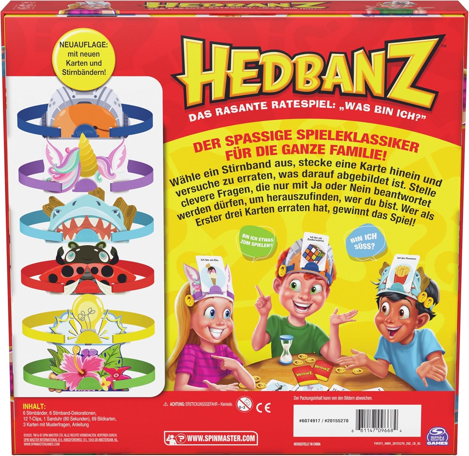 Spin Master Games – Hedbanz, das schnelle Ratespiel für die ganze Familie, Neuauflage (2025) mit tollen Spielkomponenten, für 2-6 Spieler ab 6 Jahren