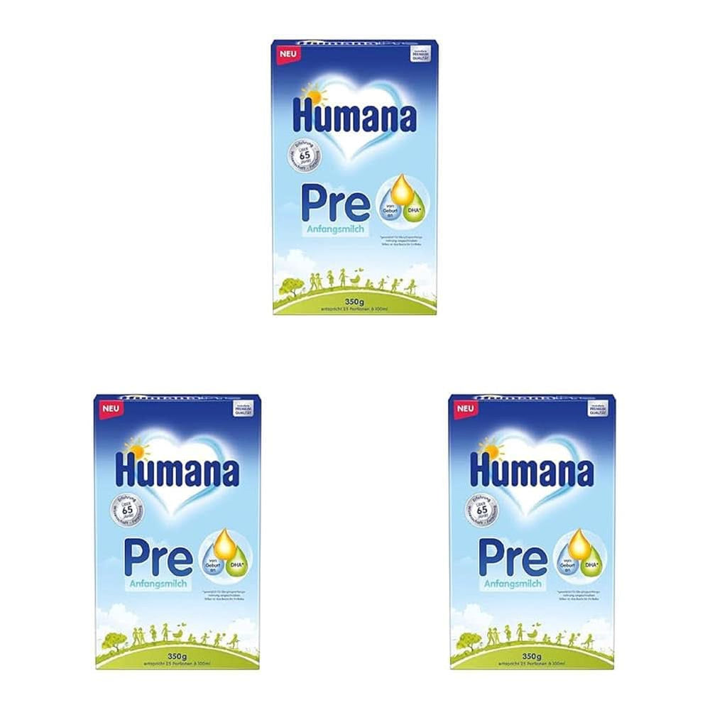 Initial PRE Human Milk, von Geburt an, Milchpulver für Säuglinge, nur mit DHA und Laktose, 750 g Naty Shop 3 x 350 Gramm Milchpulver