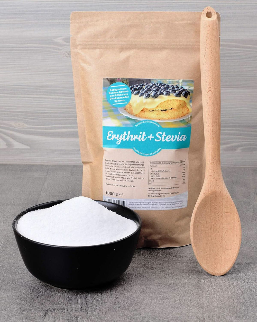 Erythrit + Stevia Natürlicher Zuckerersatz ohne Kalorien 1:1, 1 kg Süßstoffe Naty Shop