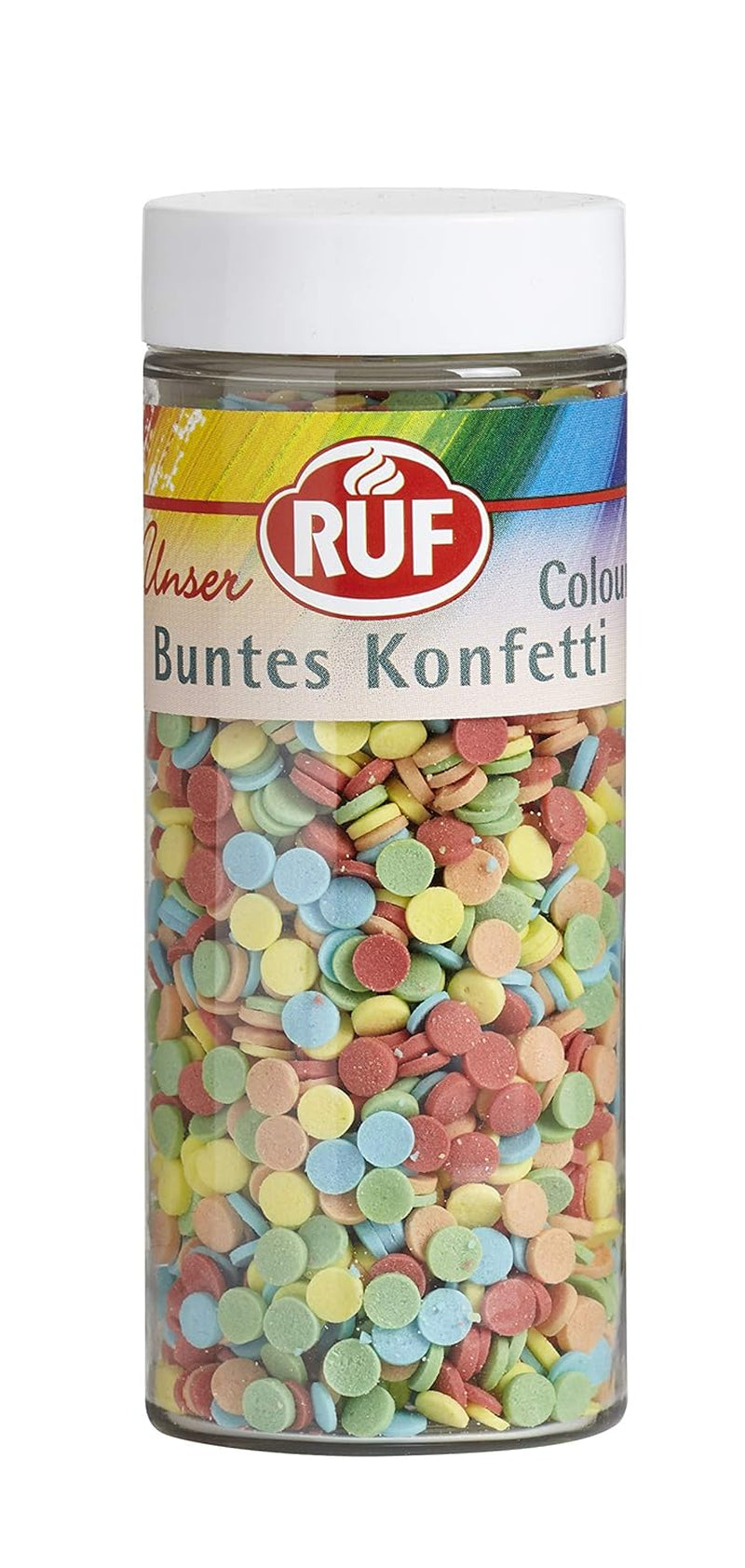 RUF Love Chocolate Schoko-Linsen-Dekorationen, hergestellt aus feiner Vollmilchschokolade mit einer knusprigen und bunten Zuckerglasur, 75 g pro Packung
