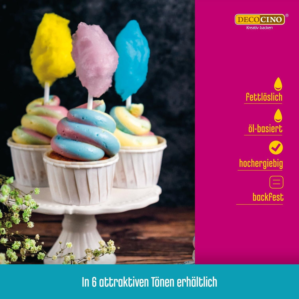 DECOCINO Pastă colorantă liposolubilă galbenă - 15 g - Colorant alimentar pe bază de ulei, ideal pentru colorarea ciocolatei, cremei de unt, fondantei sau aluatului de prăjituri