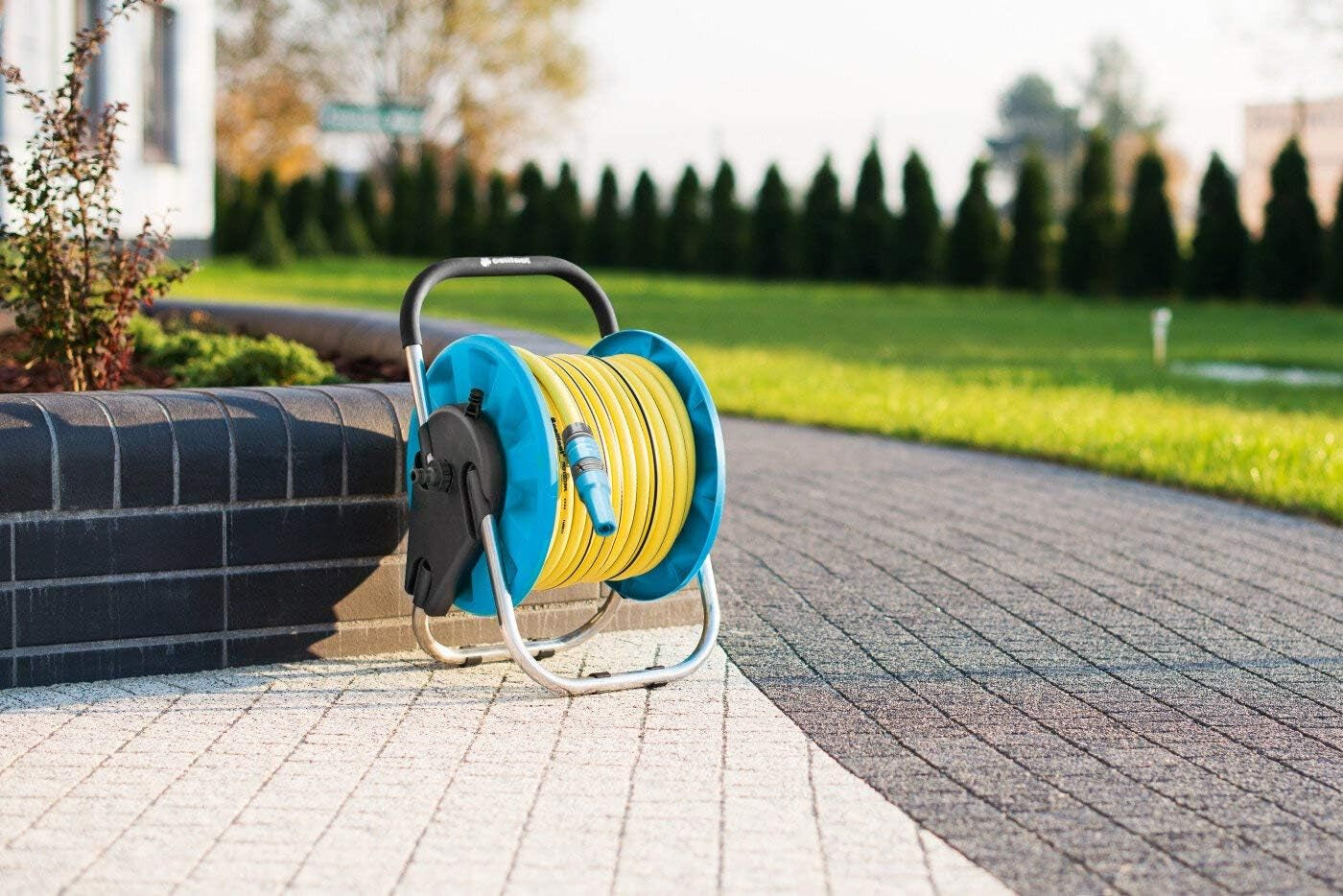 Rolă de furtun CELLFAST, înfășurare furtun de grădină rezistentă la coroziune, previne îndoirea furtunului, 1/2" 45 m Aluplus