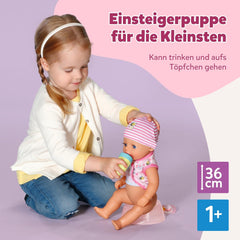 Păpușă bebelușă Baby Born Lena (Fetiță) - 36 cm - 7 funcții, inclusiv accesorii și saltea - Funcționează complet fără baterii - Potrivită pentru copii mici de la 1 an