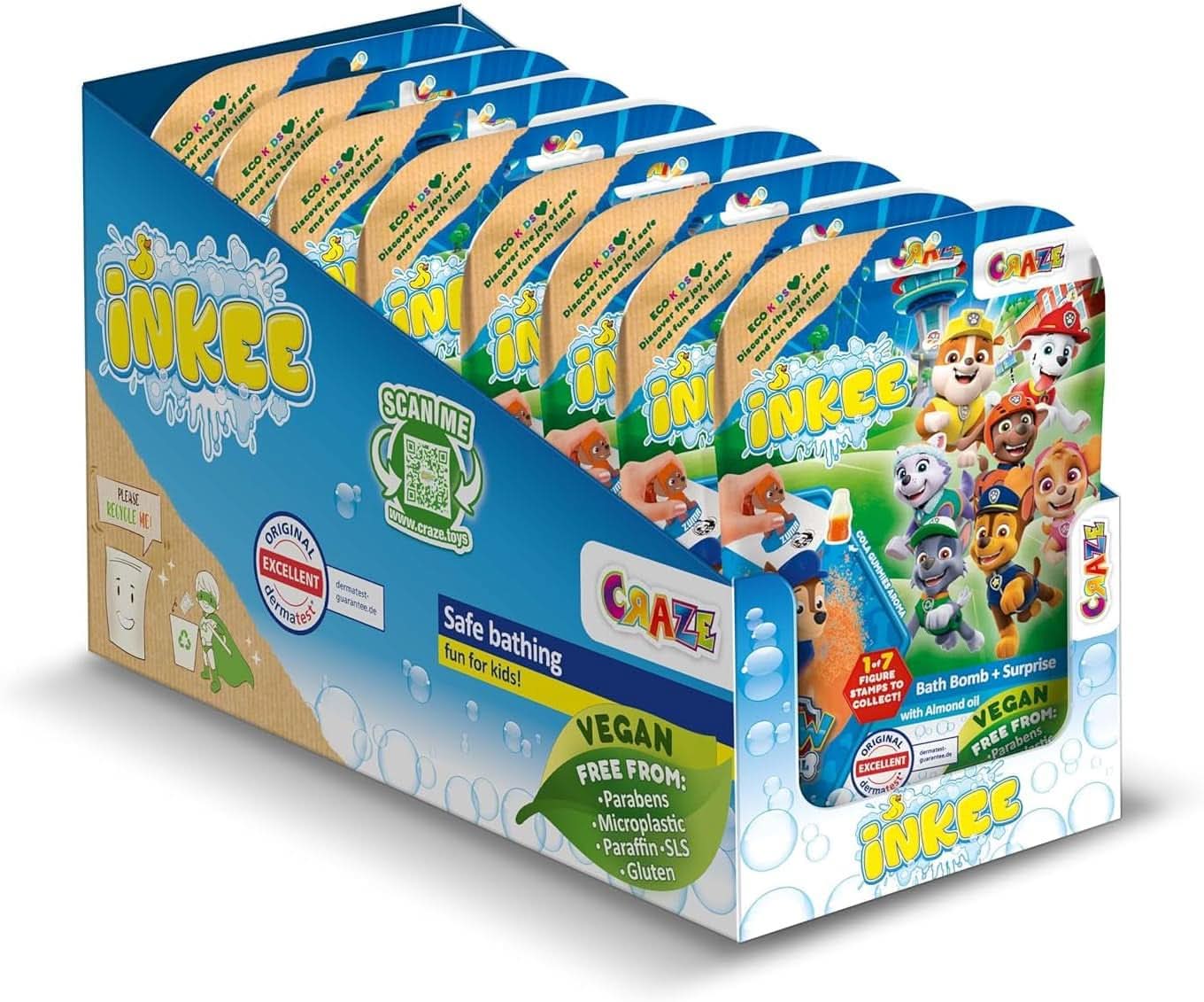 INKEE SURPRISE PAW PATROL, Badebombe für Kinder mit Überraschung, Cola-Geschmack, Schaumeffekt, 80 Gramm Dusche und Bad Naty Shop