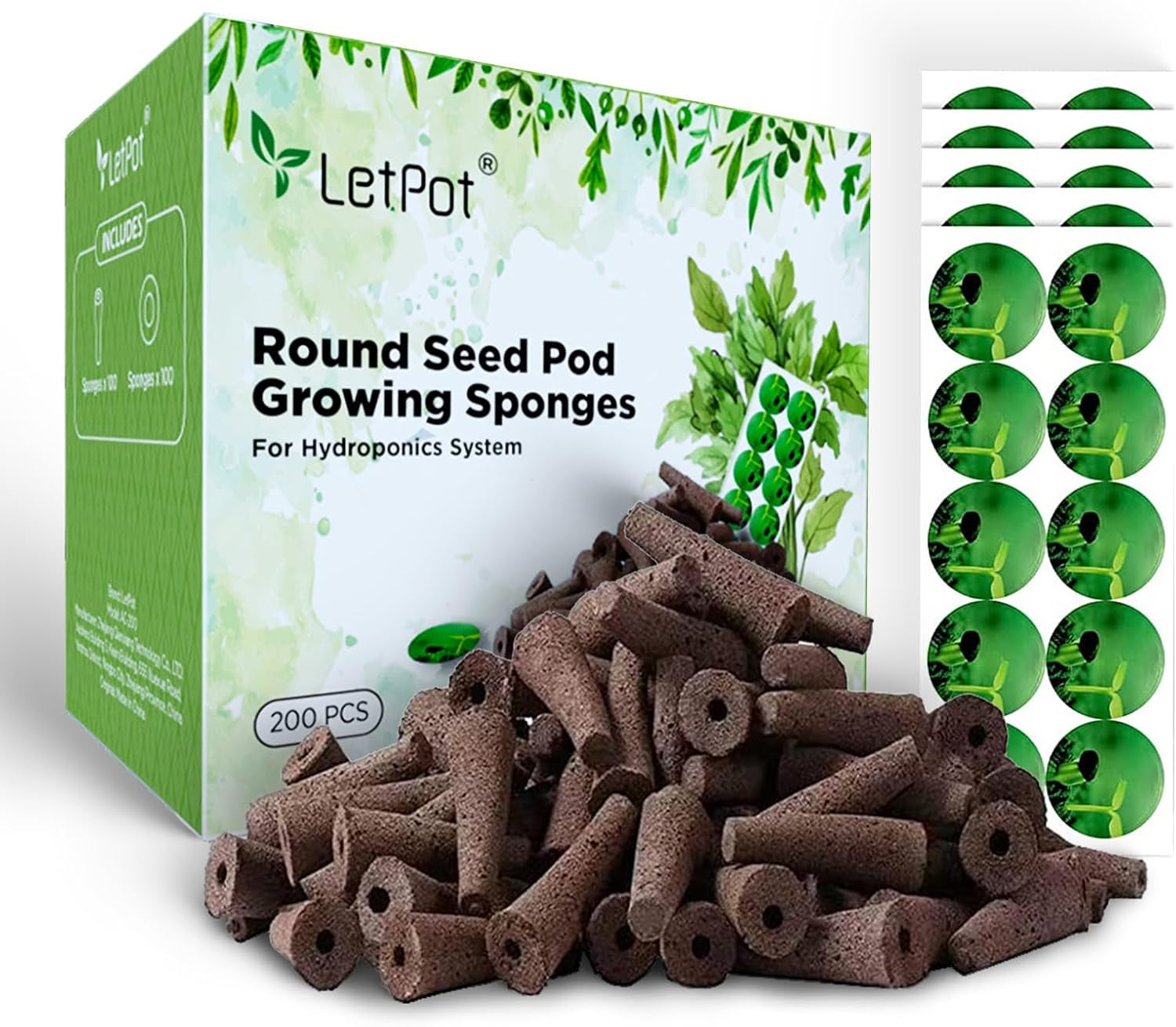 172-teiliges Pod-Grow-Set, Grow-Schwämme für Hydrokulturen