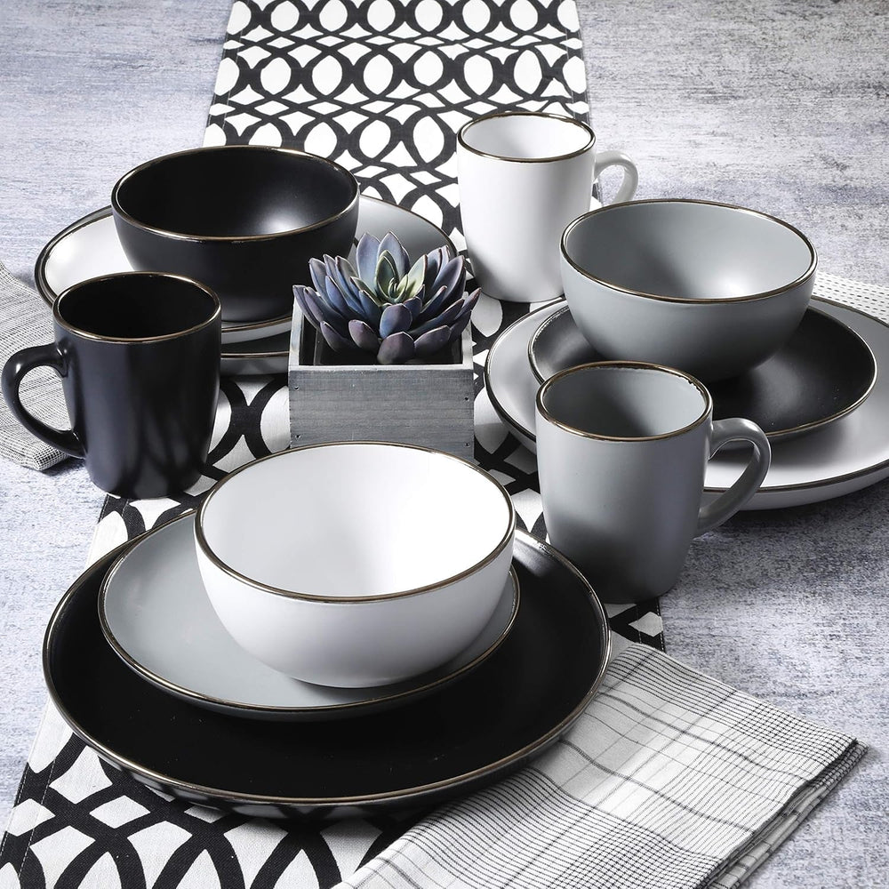 Set de veselă Rockaway din ceramică, rotund, pentru 4 persoane Seturi vesela masa Naty Shop