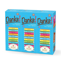 Heidel Thank You Milchschokoladentafeln 3x80g, 16 Minitafeln à 5g pro Packung, Verschiedene Dankesbekundungen, Exquisite Geschenkidee