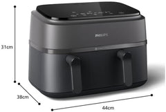 Philips Airfryer Dual Basket 3000-Serie, 9 l, 2 Körbe, 2 Gerichte gleichzeitig fertig, Rapidair-Technologie plus Heißluftgeräte Naty Shop