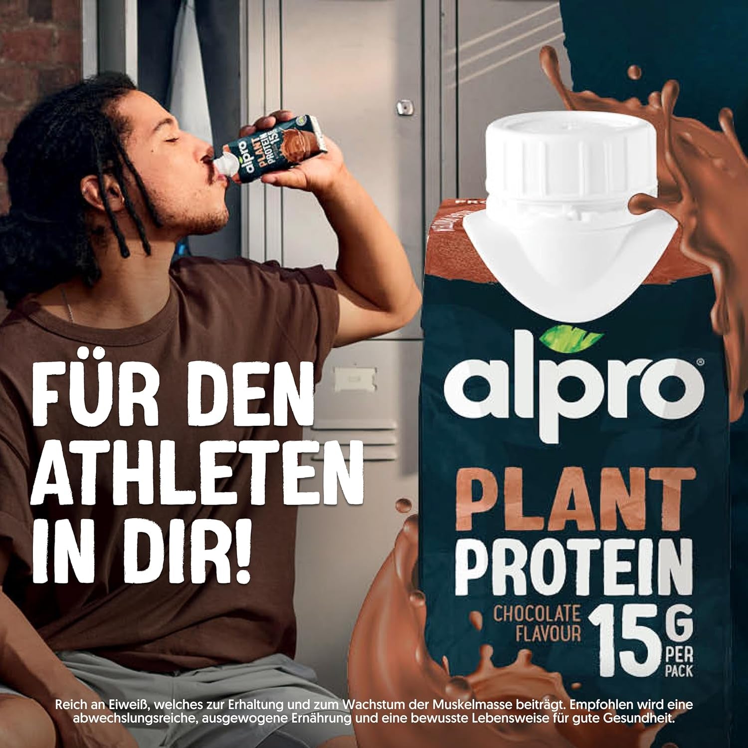 Alpro Proteindrink Schokoladengeschmack – Vegan und milchfrei – Ohne Süßstoffe – Von Natur aus laktosefrei – Reich an Ballaststoffen, Calcium und Vitaminen – 15 x 250 ml – Haltbar