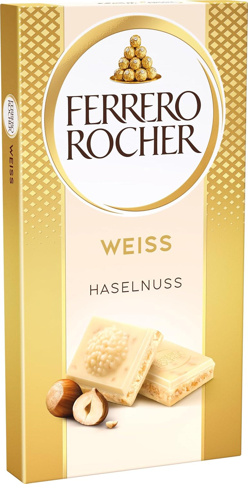 Ferrero Rocher Riegel – Weiße Schokolade mit Haselnuss – Valentinstagsgeschenk für Sie und Ihn – 1 Schokoriegel x 90 g