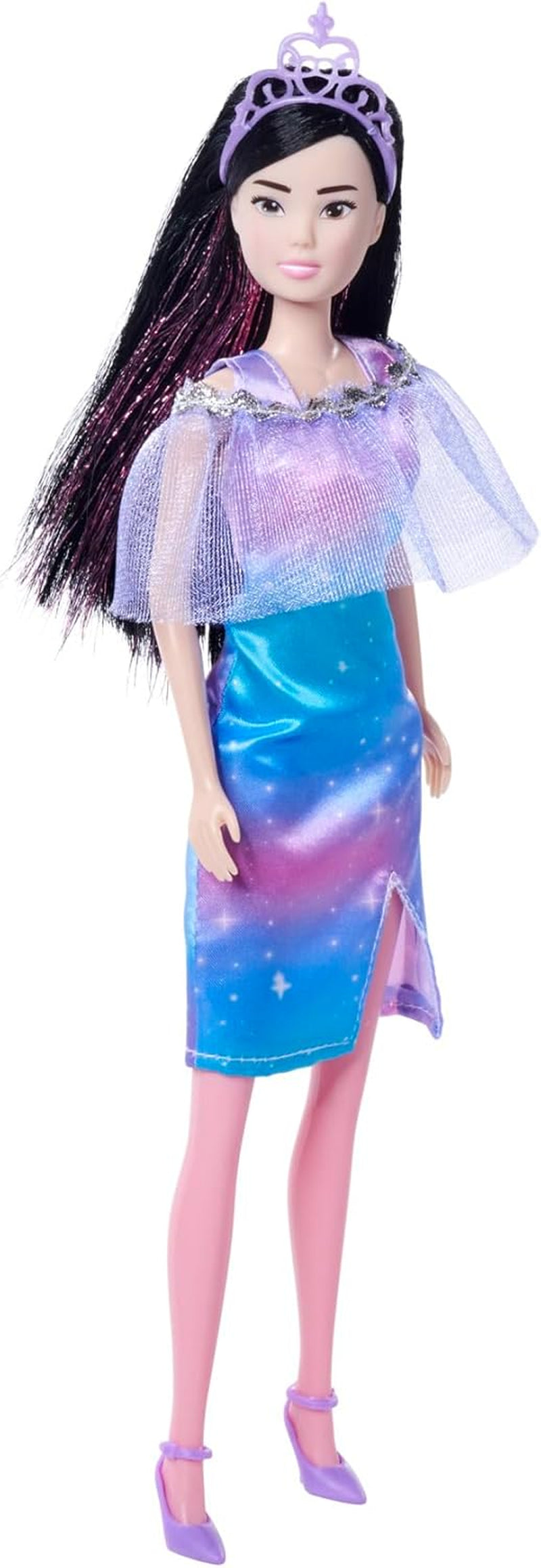 Simba Steffi Love Fantasy Princess, 4 culori asortate, livrat doar un articol, păpușă prințesă cu pelerină și dungi strălucitoare, 29 cm, vârste 3+