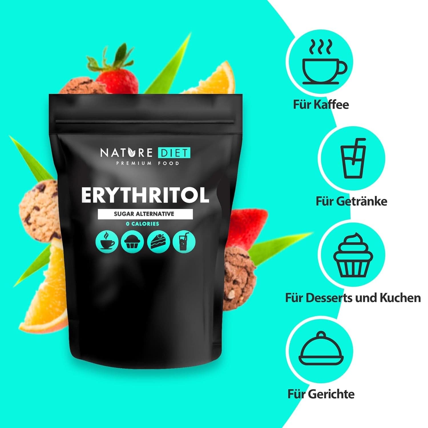 Nature Diet - Erythritol 2 X 1000 G | Natürlicher Süßstoff | Null Kalorien | Zuckerersatz Süßstoffe Naty Shop