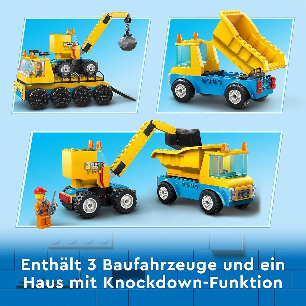LEGO 60391 City Baufahrzeuge und Abrissbirne, Kran, Bagger, Muldenkipper und Transportfahrzeug, Spielzeug, Lernspielzeug für Kinder ab 4 Jahren. Bausets. Besuchen Sie den LEGO-Store