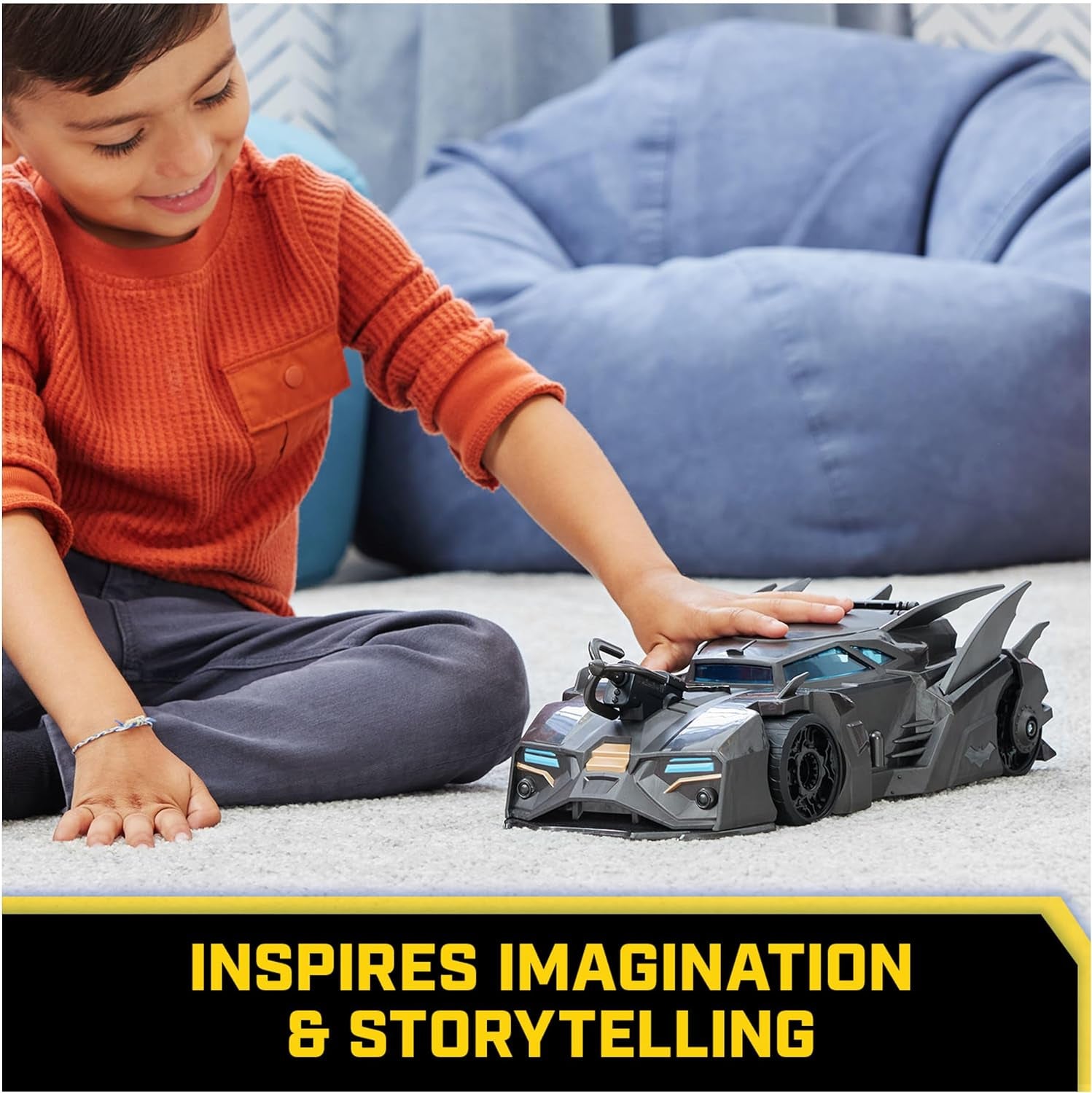 DC Comics Batman Offroad Batmobil mit Katapult mit Haltehaken und Gitterzelle auf der Rückseite, inklusive 10 cm großer Batman-Figur für Superhelden-Fans ab 4 Jahren. Actionfiguren Naty Shop