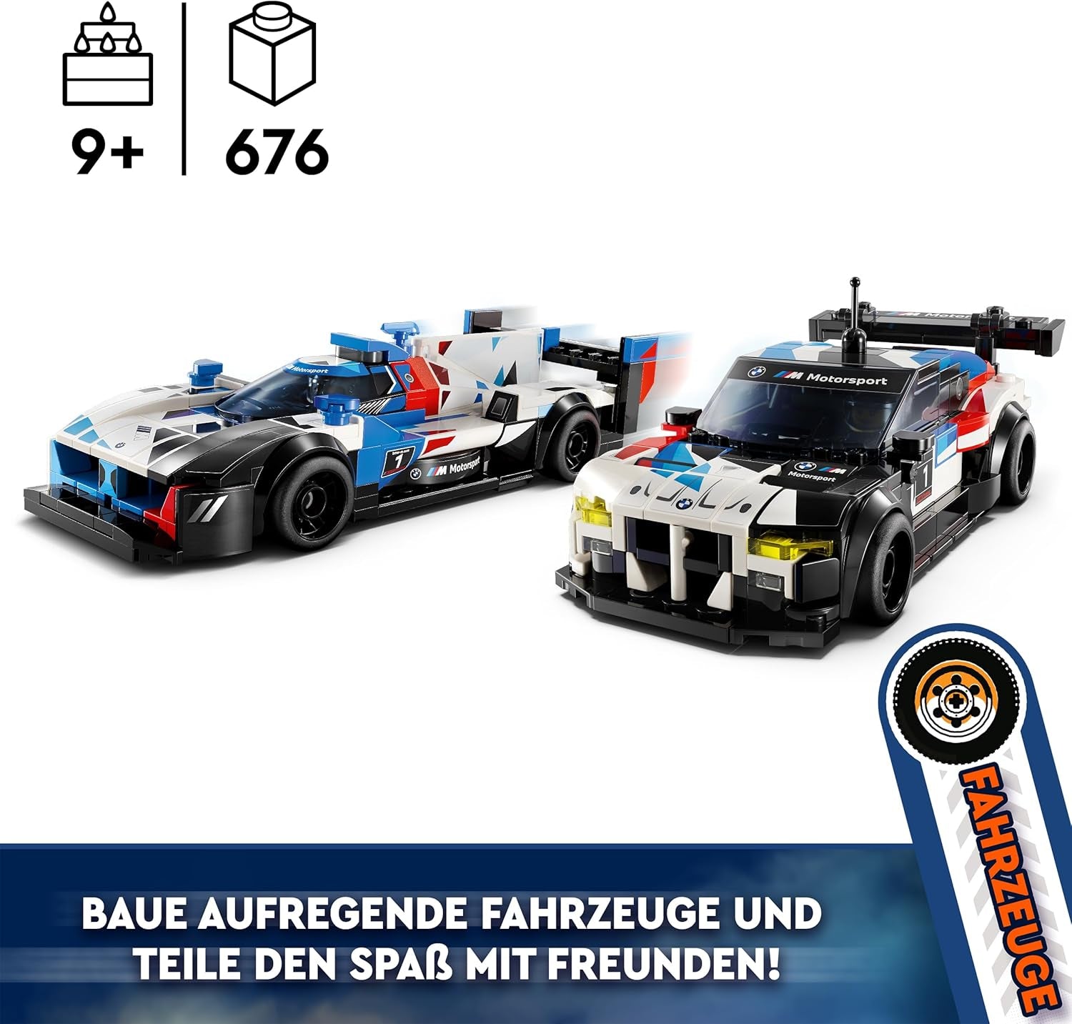 Jucărie LEGO Speed Champions BMW M4 GT3 & BMW M Hybrid V8 Race Car cu 2 modele de mașini construibile și 2 minifigurine de șofer de curse, cadou pentru băieți, fete de la 9 ani, model de mașină 76922 Seturi de constructie Besuche den LEGO-Store