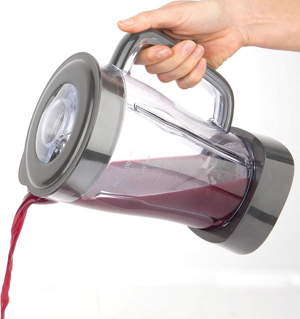 BLACK+DECKER Standmixer | 500W | 2 Geschwindigkeiten | Pulsfunktion | Glaskrug | 1,5L | Edelstahlmesser mit 4 Klingen | Herausnehmbar und leicht zu reinigen | Weiß Und Grau Kitchen Naty Shop