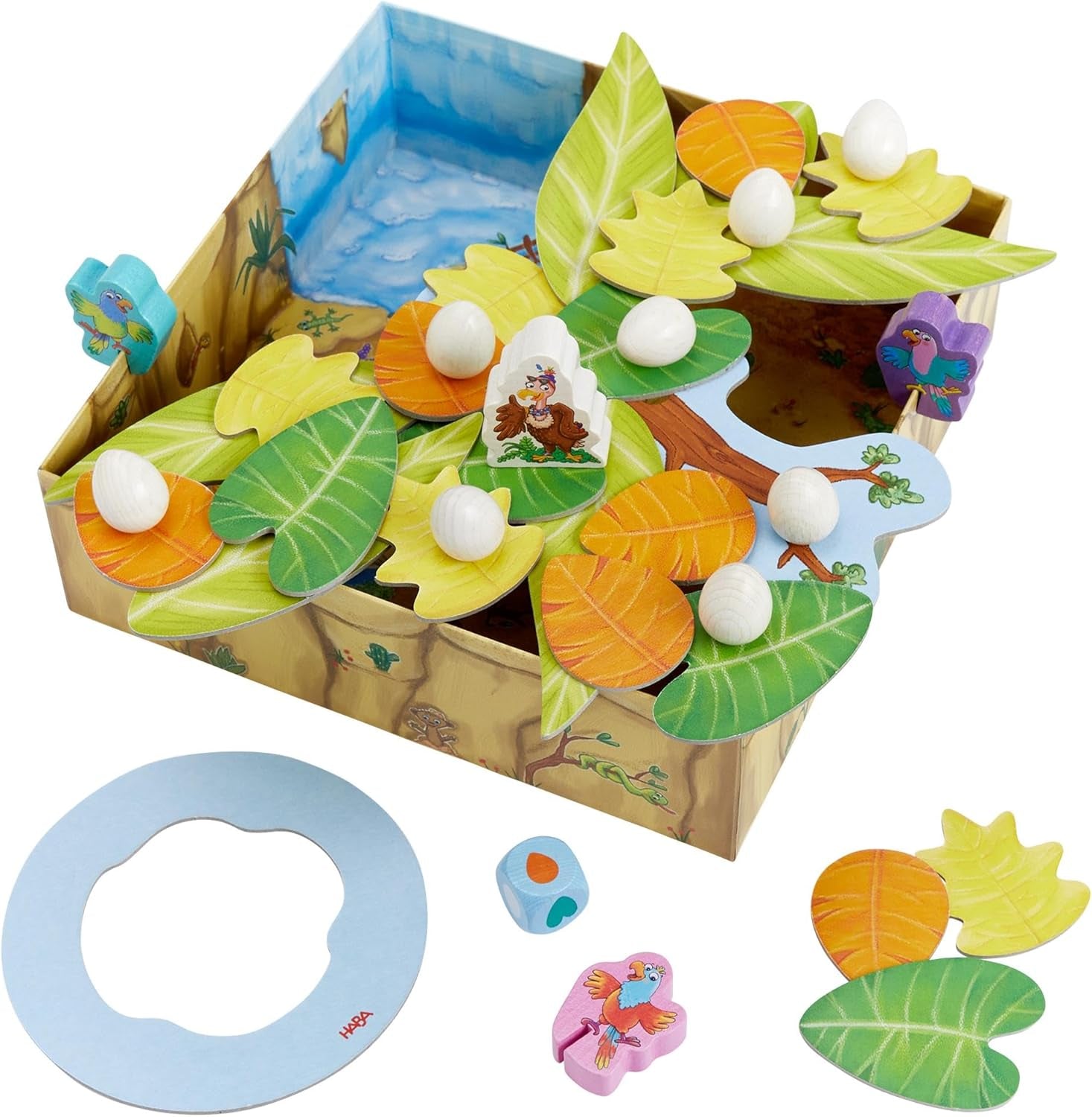 HABA Wehe mir, Lady Eagle! – Spannendes Nestbau-Geschicklichkeitsspiel aus Holz für Kinder ab 3 Jahren – 2011720001