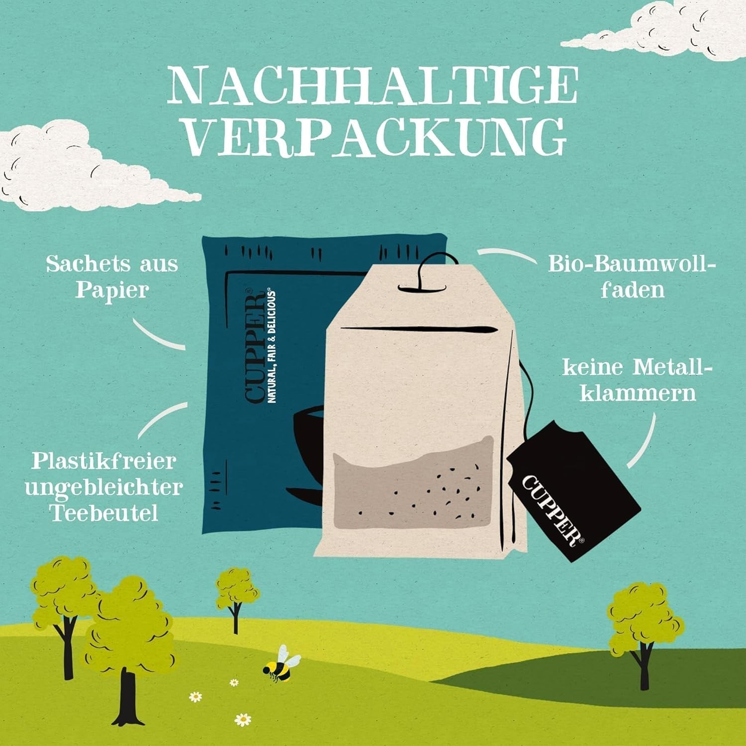 Set cadou cu ceaiuri bio Cupper, 6 sortimente de ceaiuri din plante și fructe pentru întreaga zi, set de ceai, cutie cadou, colecție de ceaiuri bio selectate (1 cutie, 78 pliculețe de ceai)
