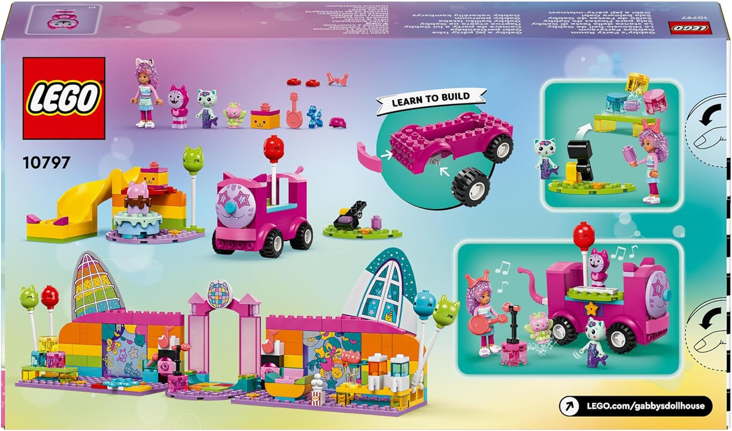 LEGO 4+ Gabbys Puppenhaus Gabbys Partyraum, Disco-Spielset mit Rutsche und Tierfiguren für kreatives Rollenspiel, Geschenk für Mädchen und Jungen ab 4 Jahren 10797 Bausets Besuchen Sie den LEGO-Store