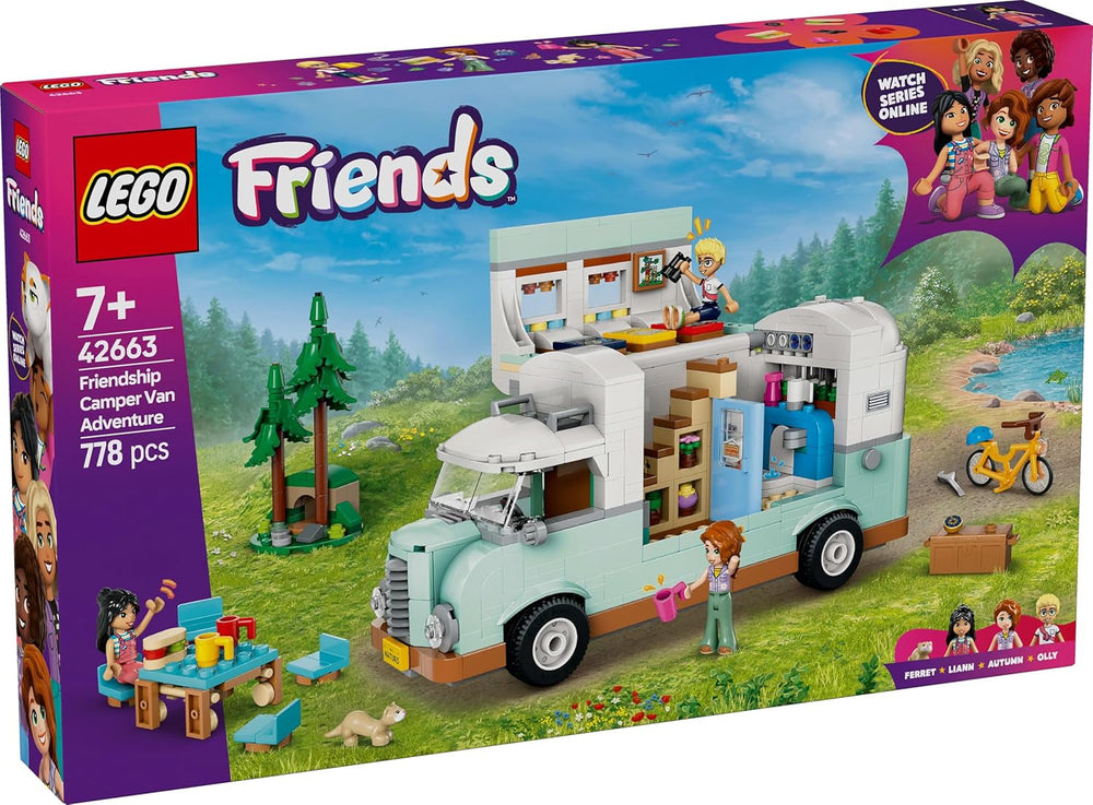 LEGO Friends Caravan, Rollenspiel-Bauset mit Spielzeug-Caravan, Geschenk für Mädchen ab 7 Jahren, kreatives Spielset mit 3 Minifiguren und Frettchen-Tierfigur 42663 Bausets Besuchen Sie den LEGO-Store
