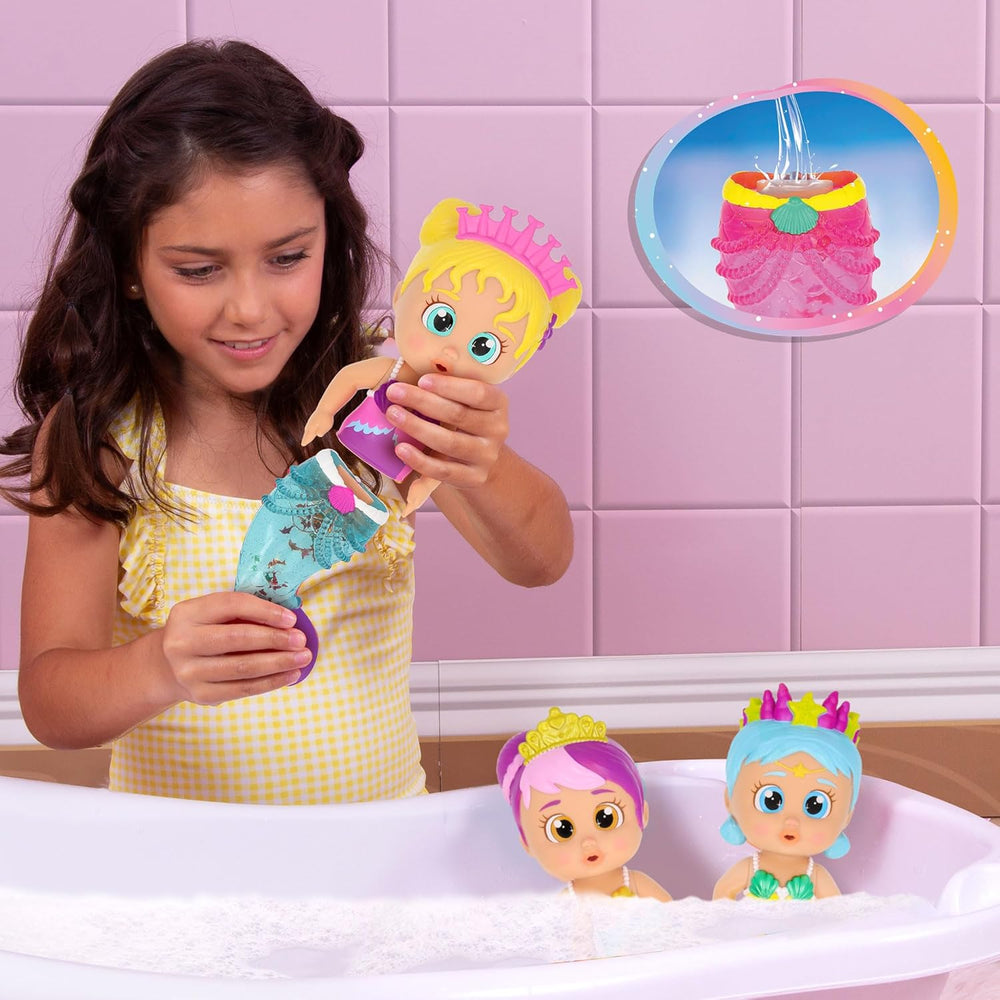 BLOOPIES Shimmer Mermaid Iris, Wasserspielzeug, Meerjungfrau mit glitzerndem Schwanz voller Wasserspritzer, Spielzeug Geschenk für Kinder ab 18 Monaten