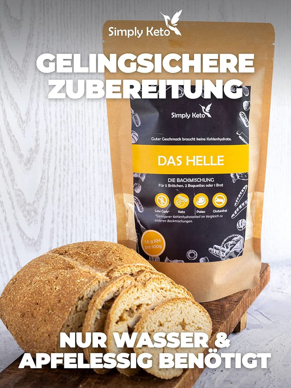 Simply Keto The Light Lower Carb* Brot, Mischung für glutenfreies Brot, 260 Gramm Kitchen Naty Shop