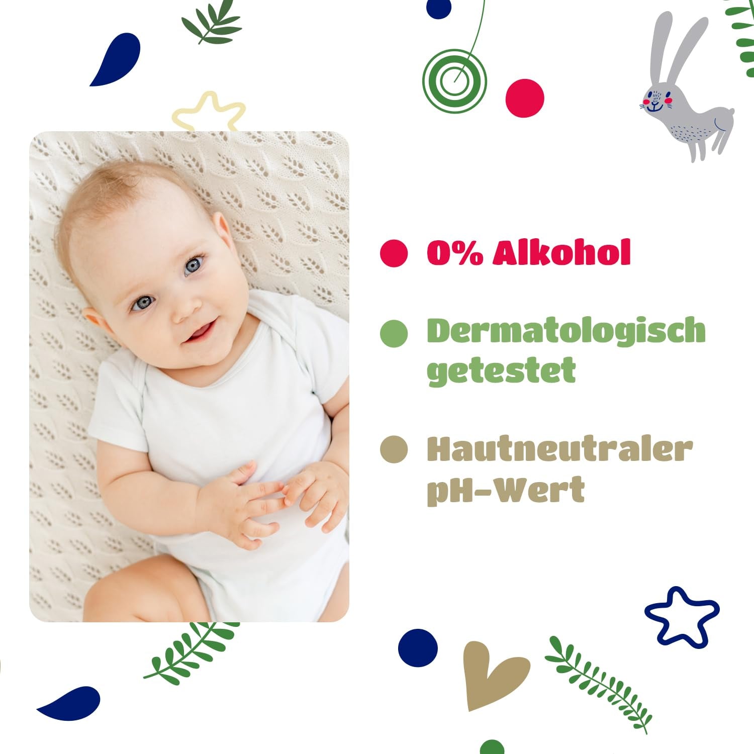 Kindii Natural Balance Feuchttücher für Babys – (1 x 60 Stk.) Feuchttücher für Babys und Kinder – Schützend, Aloe Vera, zarter Duft – 60 Stk.