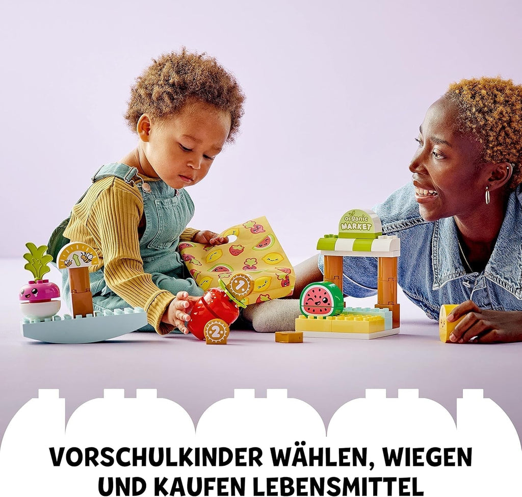 LEGO DUPLO Prima mea piață organică, set magazin de jucării pentru băieți și fete, jucărie educativă pentru copii mici de la 1,5 ani, accesorii pentru fructe și legume 10983 Seturi de constructie Besuche den LEGO-Store