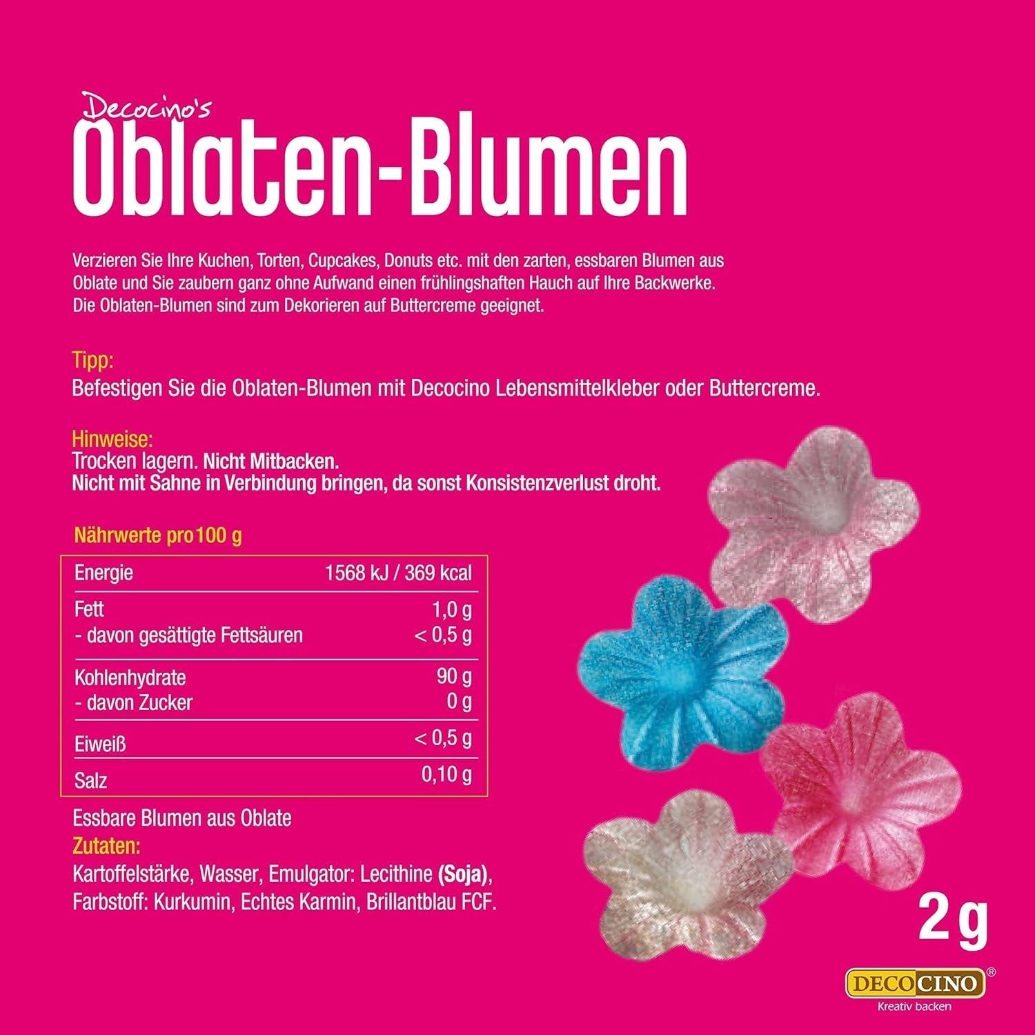 DECOCINO Oblaten-Blumen Pastell - Essbare Blüten Aus Esspapier, Ideal Zum Dekorieren Von Hochzeits-Torten, Geburtstags-Kuchen, Cupcakes Uvm. Glasuren und Dekor Naty Shop