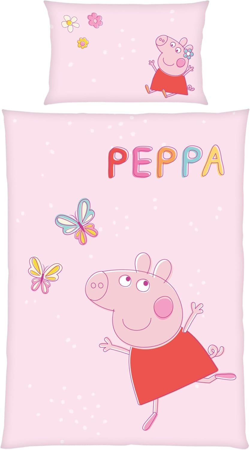Peppa Pig Kinderbettwäsche-Set, 100 x 135 cm und 40 x 60 cm, Baumwolle. Bettwäsche – Kinder Naty Shop Standardtitel