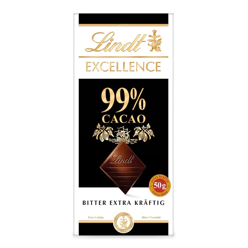 Lindt EXCELLENCE 99% Kakao - Edelbitter-Schokolade | 50 G Tafel | Extra kräftige Bitterschokolade | Verstärker Kakao-Geschmack | Dunkle Schokolade | Vegane Schokolade | Schokoladengeschenk Naty Shop Standardtitel