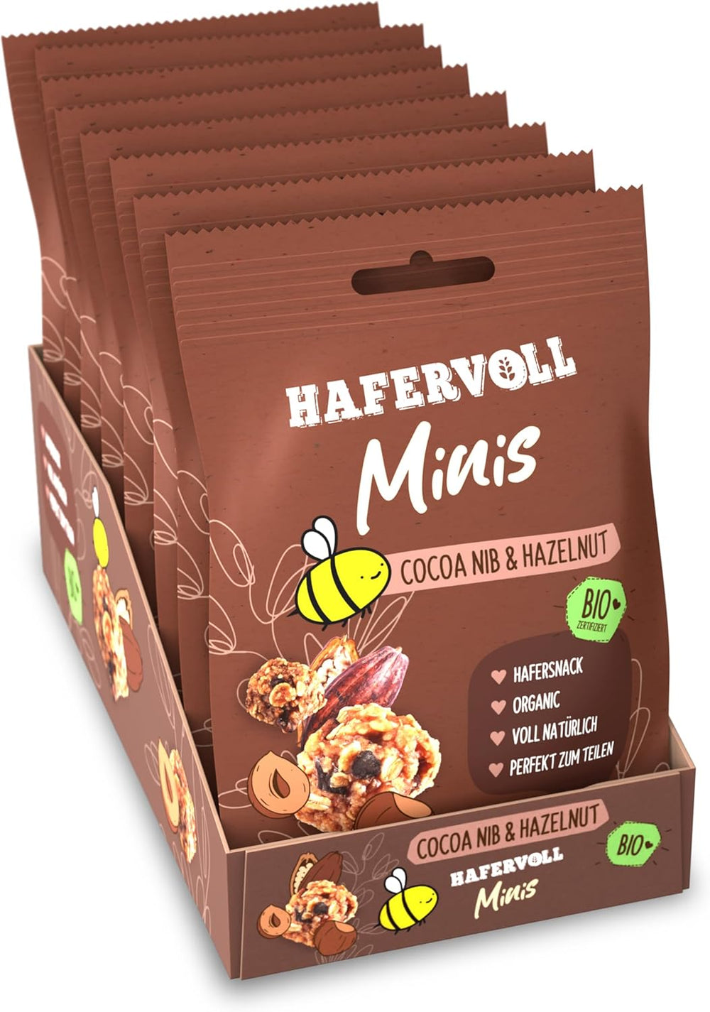 HAFERVOLL Minis Raps und Banane 8x 65g - Bio-zertifiziert, mit Honig, ohne Zuckerzusatz, ideal zum Teilen