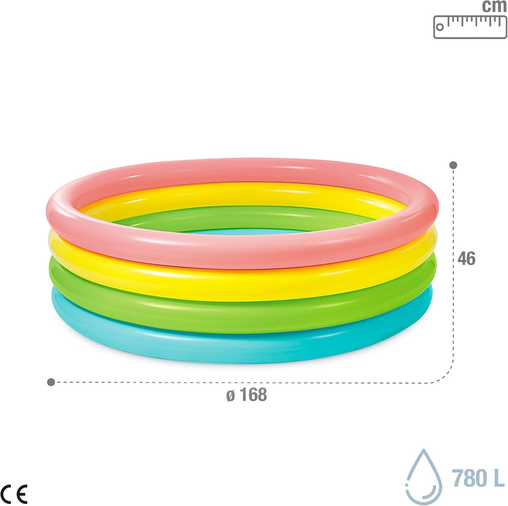 Intex 56441NP - Piscină gonflabilă Sunset Glow, patru inele, vinil, multicoloră, 168x46 cm