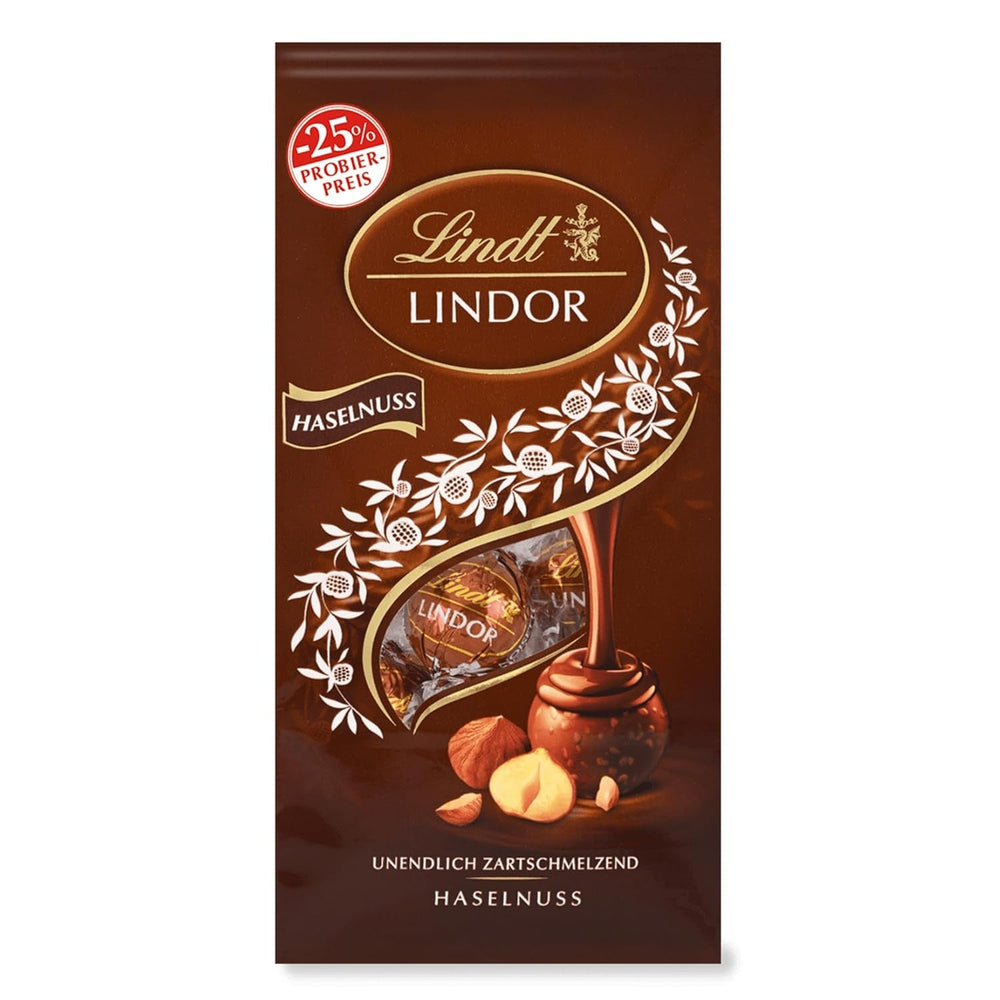 Lindt Chocolate LINDOR Doppelte Schokoladenkugeln, Aktion | Beutel mit 137 g Schokoladenbonbons Naty Shop Haselnussschokolade