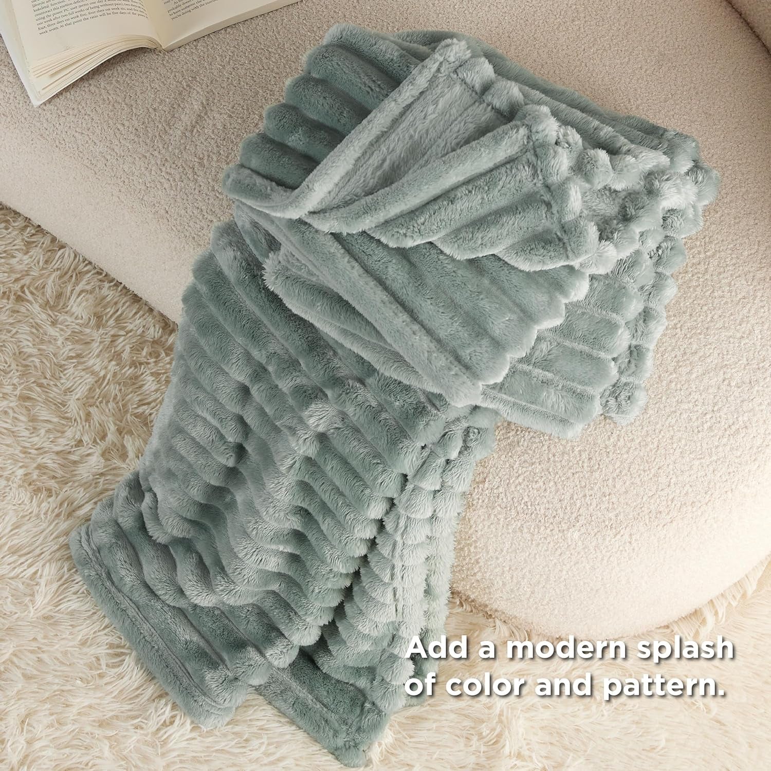 BEDSURE Sage Green Fleece Throw Blanket pentru canapea - pături confortabile super moi pentru femei, pătură mică drăguță pentru fete, 127 X 152 Cm Paturi si Cuverturi Besuche den BEDSURE-Store