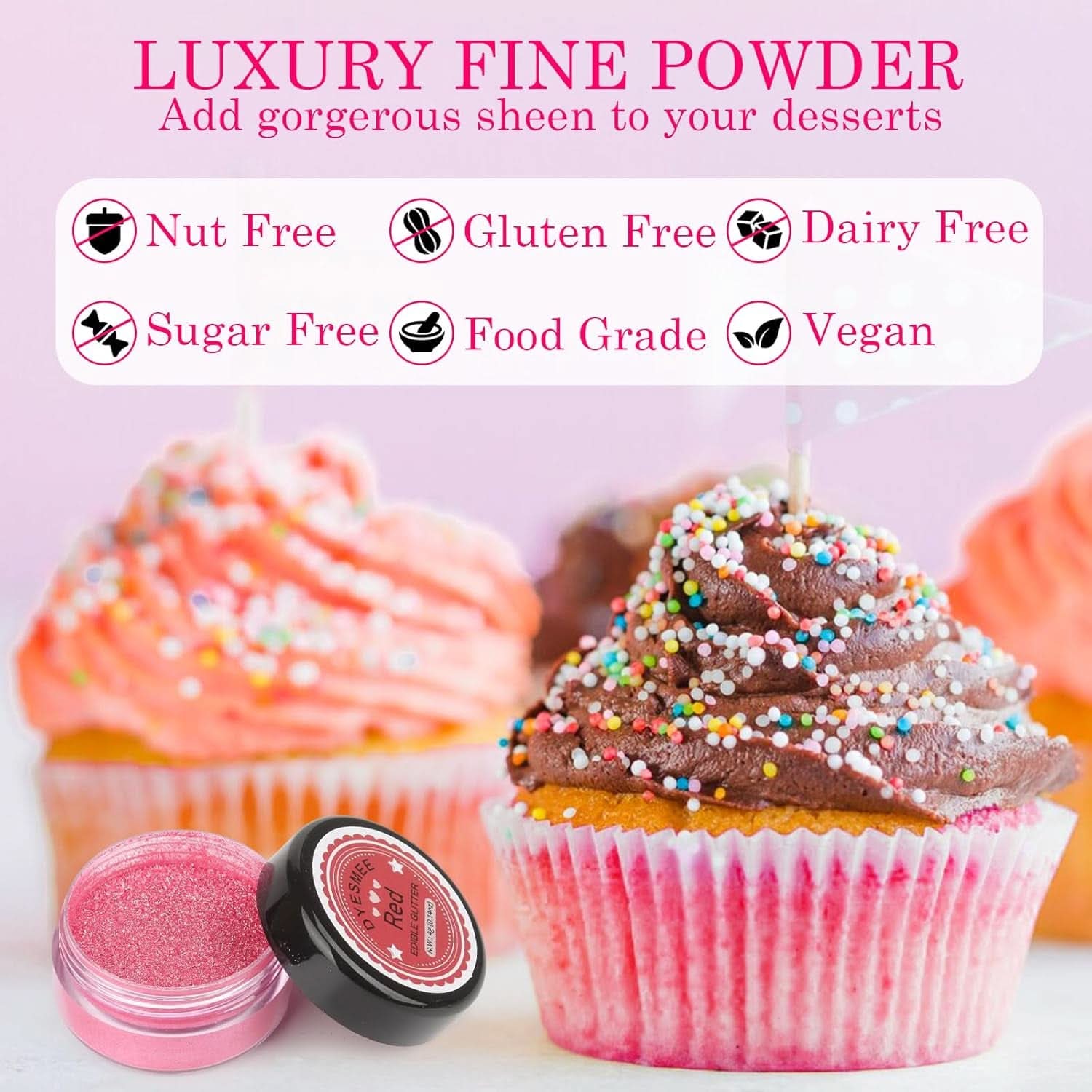 Essbarer Glitzer, Set mit 4 oder 6 Farbtönen, 4 Gramm pro Produkt Glitter Naty Shop