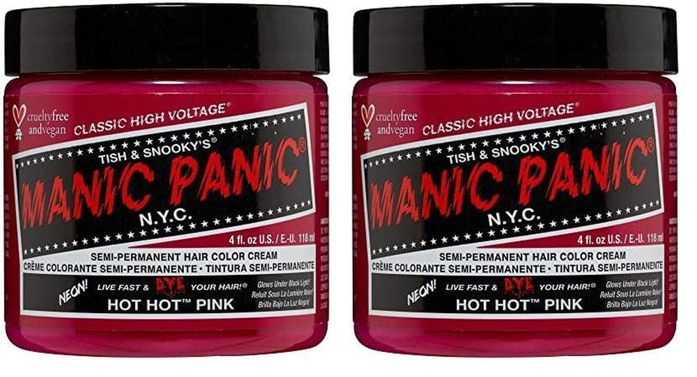 Manic Panic Hot Hot Pink Classic Cream, Vegano, fără cruzime, vopsea de păr semipermanentă 118ml Vopsea pentru par Naty Shop Roz fierbinte fierbinte 118 Ml (pachet de 2)