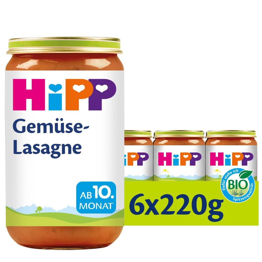 Hipp Pasta Bambini - Lasagne mit Gemüse, 6er Pack (6 x 220 g) Mutter und Kind Naty Shop