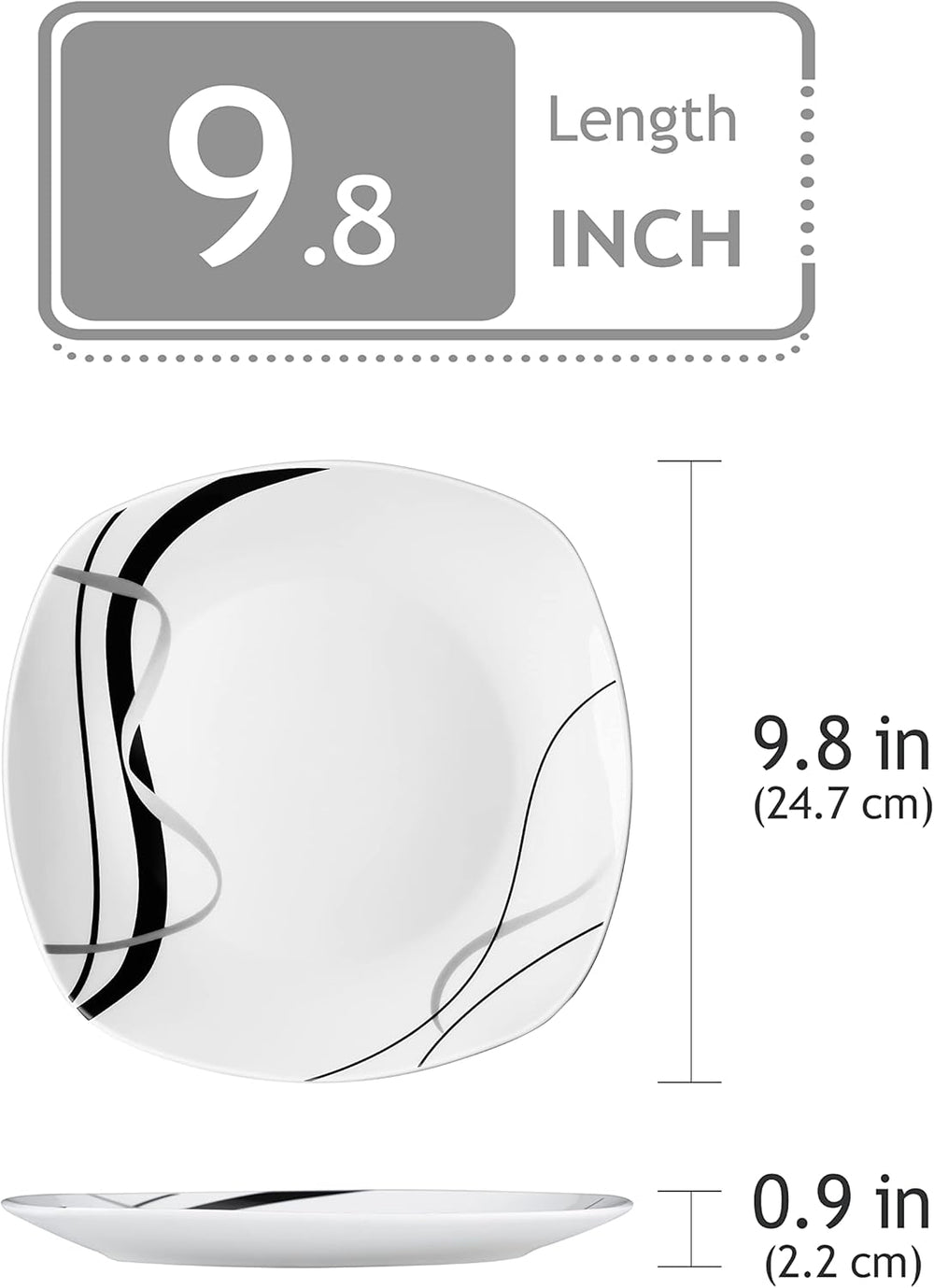 Set de farfurii din porțelan VEWEET FIONA pentru 6 persoane, Ø 24,7 cm, include farfurii pentru desert, farfurii pentru paste, farfurii pentru tort și farfurii pentru micul dejun, potrivit pentru cuptorul cu microunde și mașina de spălat vase