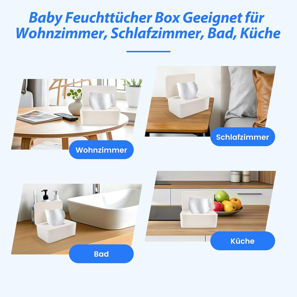 Feuchttücherbox mit Deckel, Feuchttücherbox, Baby-Feuchttücherspender, wasserdichte und versiegelte Aufbewahrungsbox, Feuchttücherspender für Badezimmer, Küche, Weiß