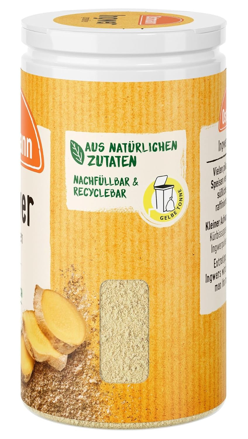Ostmann Gewürze - Ingwer gemahlen | Nachfüllbare & recycelbare Verpackung | 30 g in der Streudose
