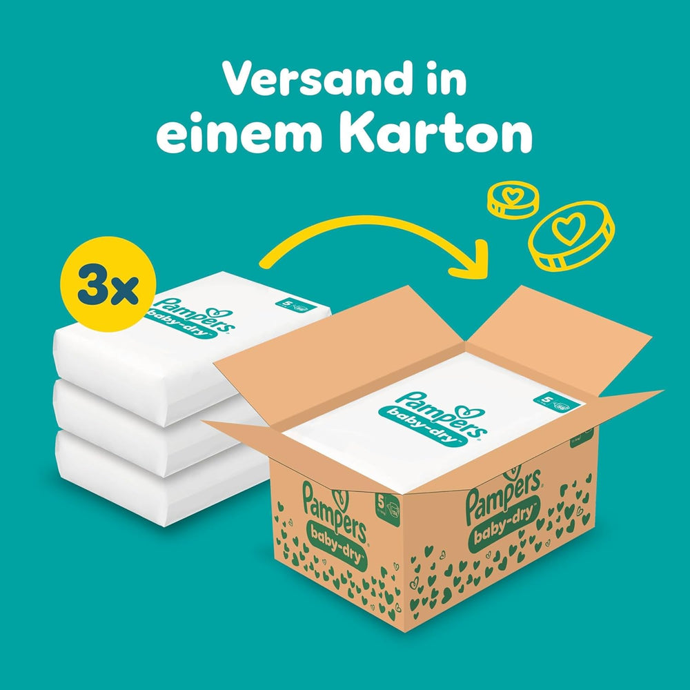 Pampers Baby-Dry Windeln, Größe 5, 174 Windeln, 11 kg – 16 kg, bis zu 100 % Auslaufschutz und Komfort die ganze Nacht