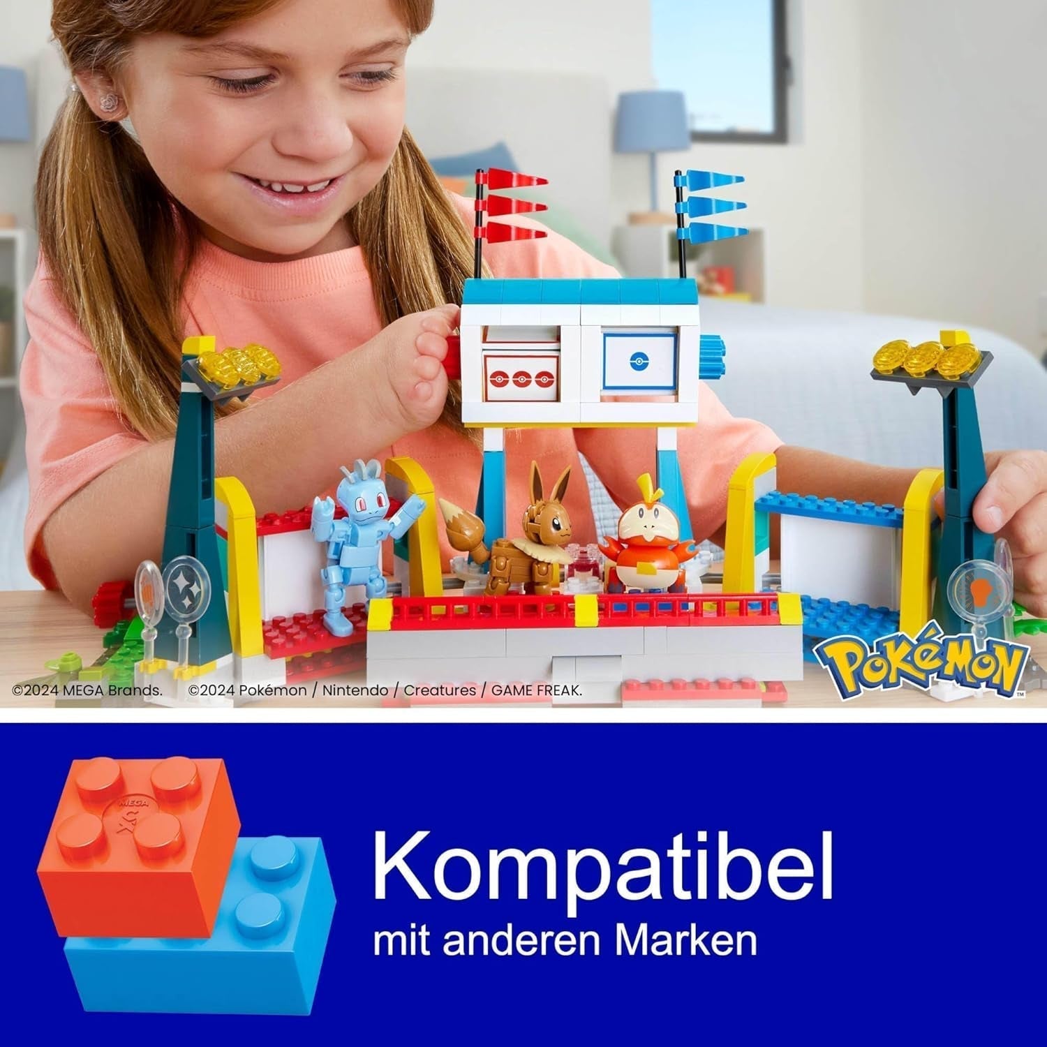 MEGA Pokémon-Actionfiguren-Bauspielzeug, 1101 Teile Trainingsarena, Kampfspiel und 5 bewegliche Figuren für Kinder, HWR82 Actionfiguren Naty Shop