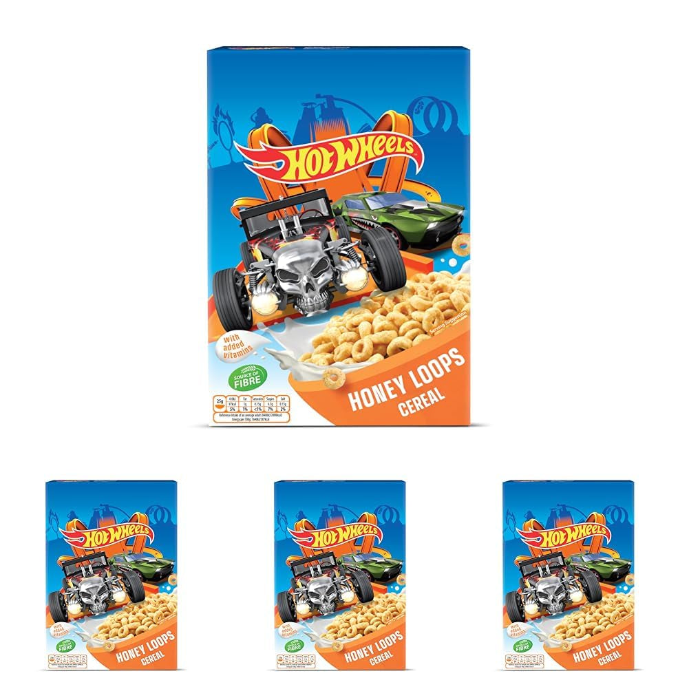 Hot Wheels Honey Loops Knuspriges Vollkorn-Frühstückscerealien mit zusätzlichen Vitaminen, 1 Packung (1 x 375 g)